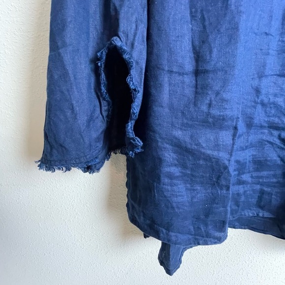 J. Jill Love Linen Blue Everyday Tunic Fridge Trim Size L Lagenlook - Picture 5 of 8